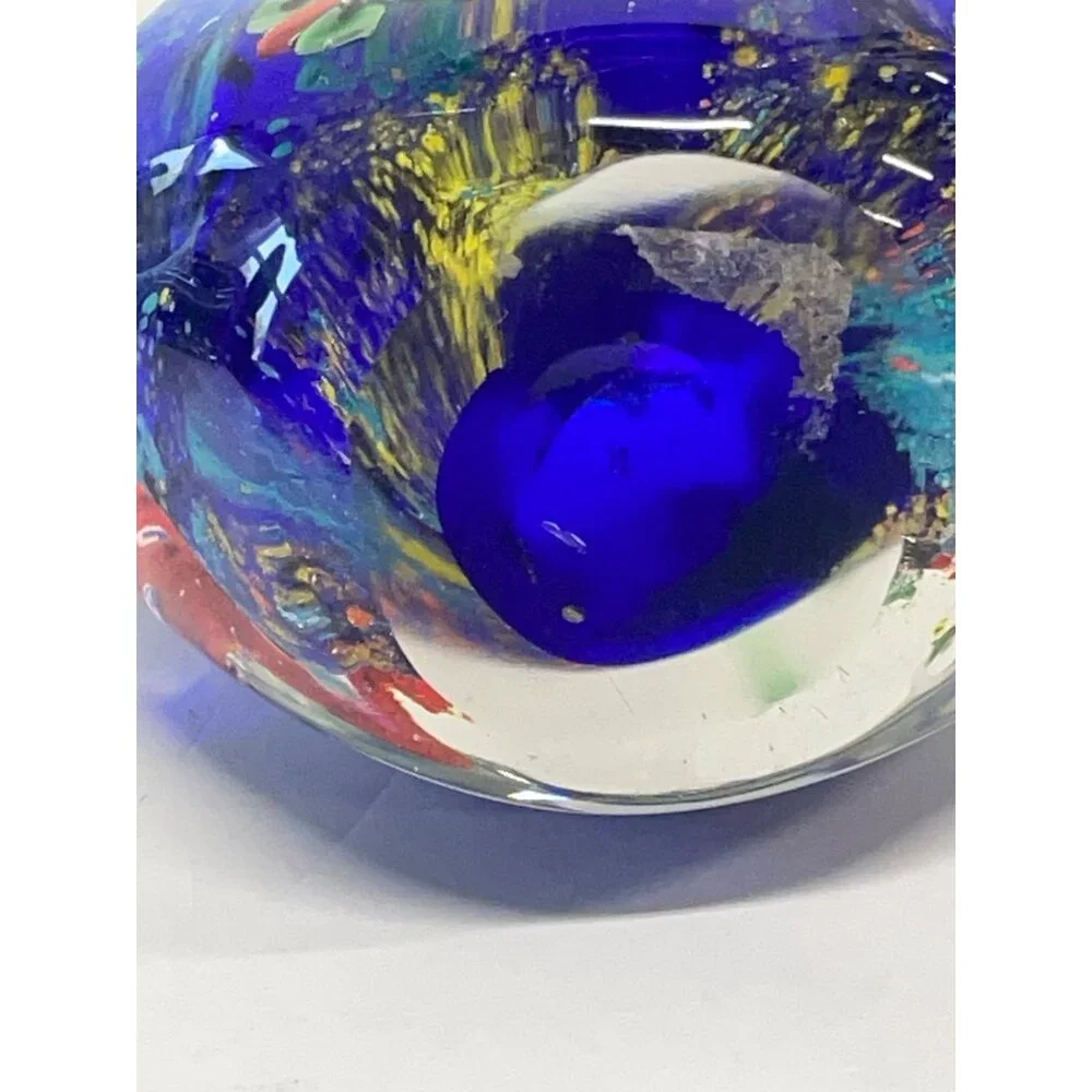 Murano Style Art Glass Paperweight Shell Aquarium Butterfly Fish‎ Vintage